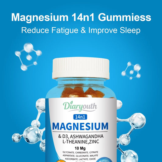 Diaryouth Magnesium & Ashwagandha Gummies - Natural Stress Relief and Testosterone Support for Men