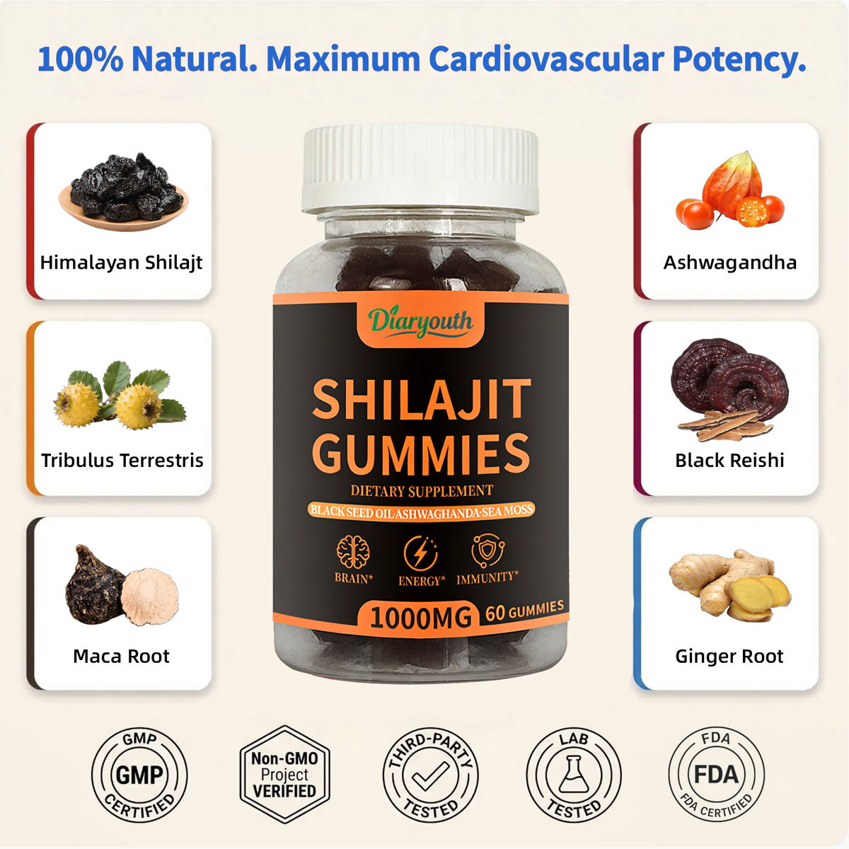 Himalayan Shilajit Male Vitality Gummies, 60 Count