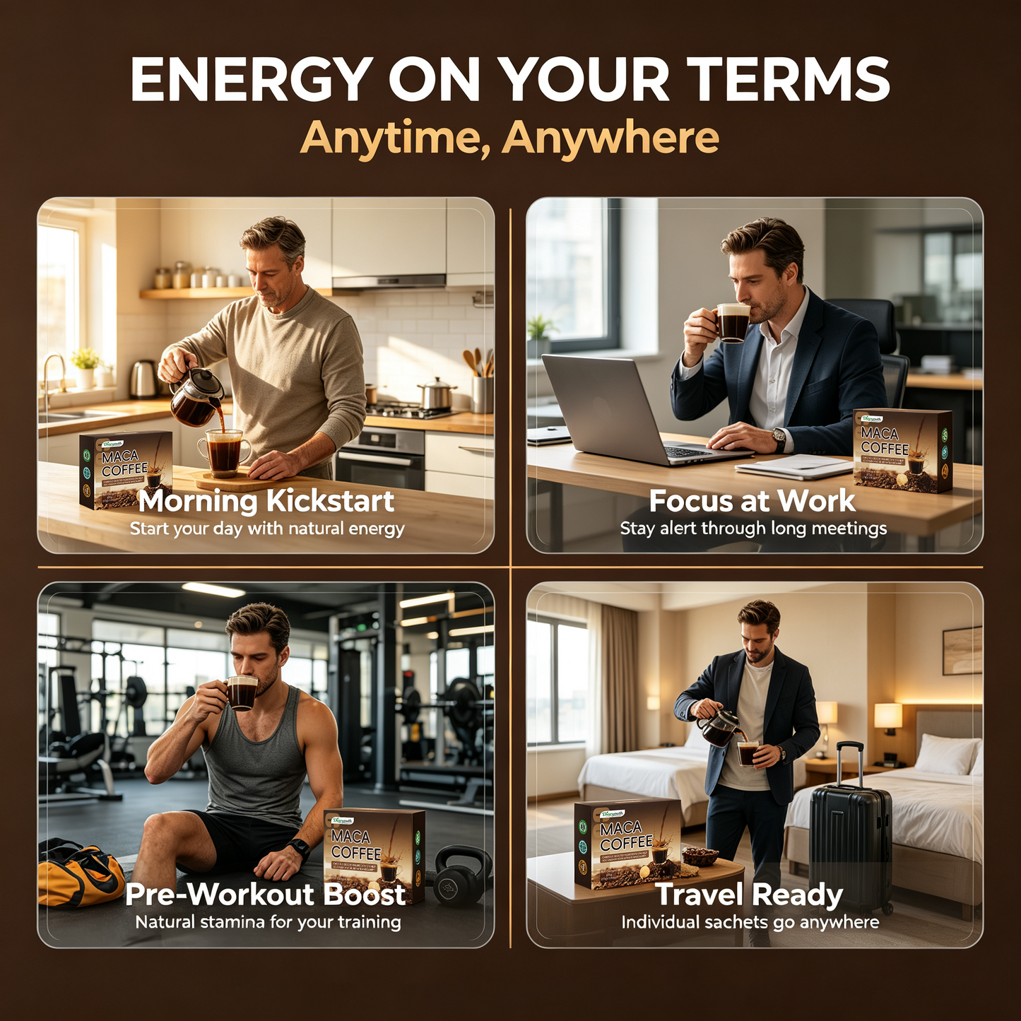 Diaryouth Maca Energy Coffee Sachets | Men's Stamina & Vitality Drink