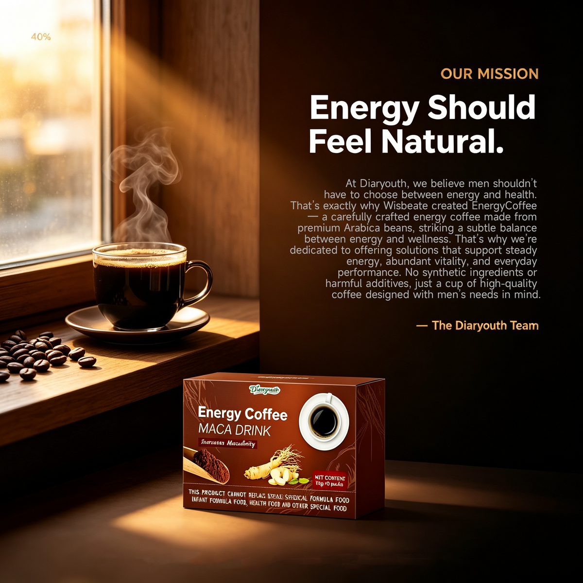 Diaryouth Maca Coffee for Male Vitality | Peak Bedroom Performance Boost