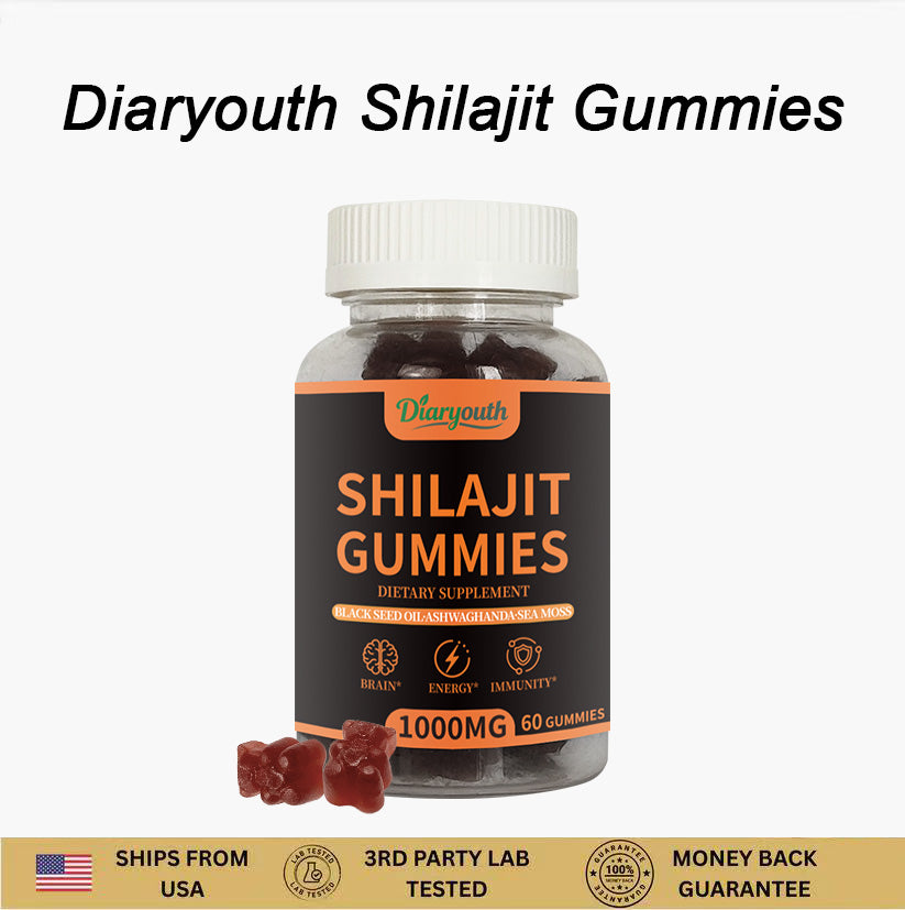 Diaryouth Pure Himalayan Shilajit Gummies FDA·GMP·HACCP·HALAL Certified |Testosterone Supplement for Men | Organic,Non‑GMO,100% Pure & Natural— 60 Capsules