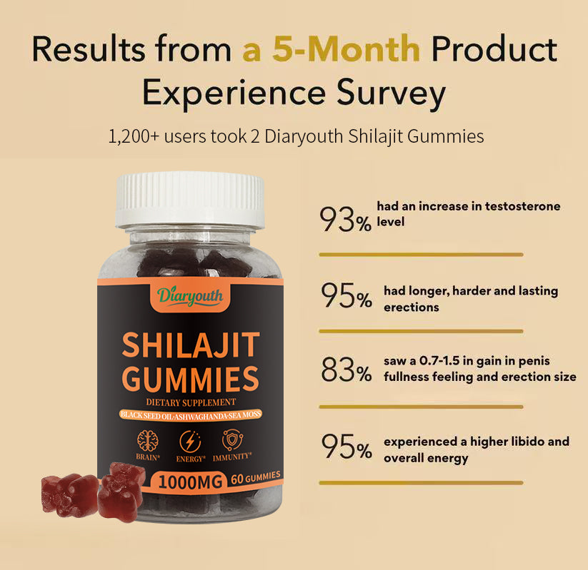 Diaryouth Pure Himalayan Shilajit Gummies FDA·GMP·HACCP·HALAL Certified |Testosterone Supplement for Men | Organic,Non‑GMO,100% Pure & Natural— 60 Capsules
