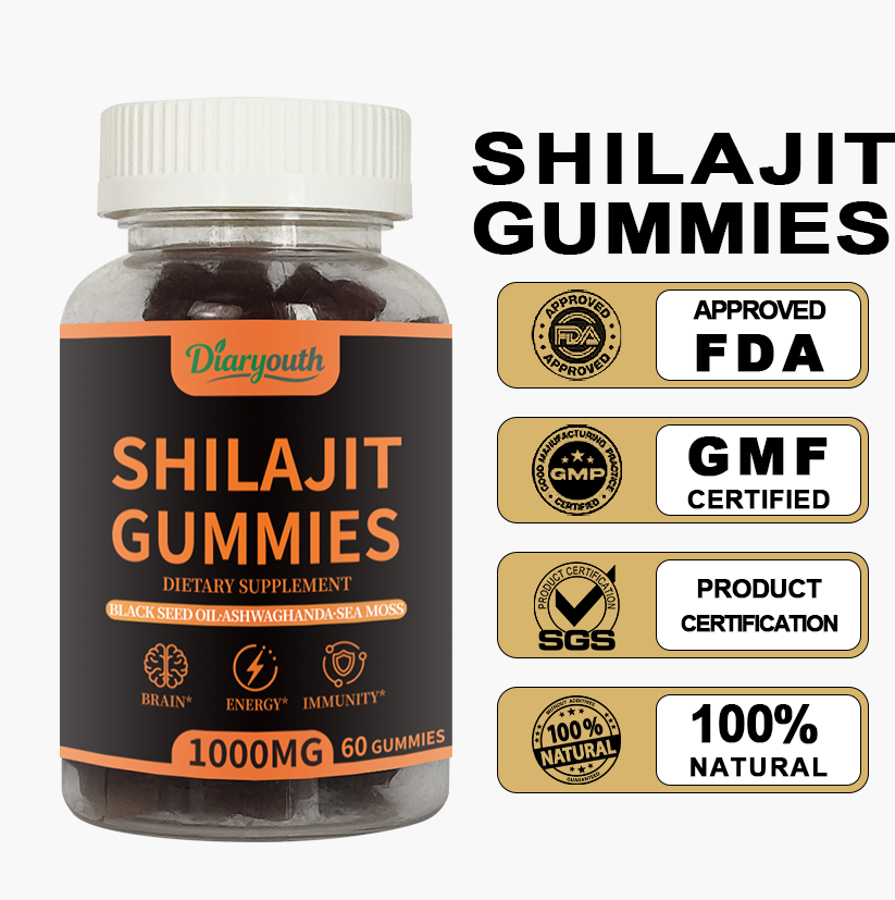 Diaryouth Pure Himalayan Shilajit Gummies FDA·GMP·HACCP·HALAL Certified |Testosterone Supplement for Men | Organic,Non‑GMO,100% Pure & Natural— 60 Capsules