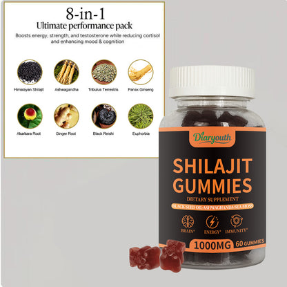 Diaryouth Pure Himalayan Shilajit Gummies FDA·GMP·HACCP·HALAL Certified |Testosterone Supplement for Men | Organic,Non‑GMO,100% Pure & Natural— 60 Capsules