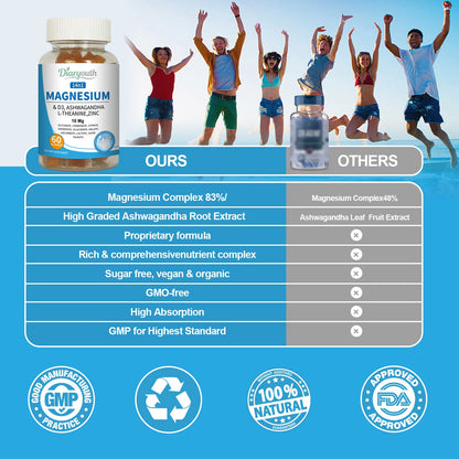 Magnesium & Ashwagandha-Gummibärchen - 60 Kapseln