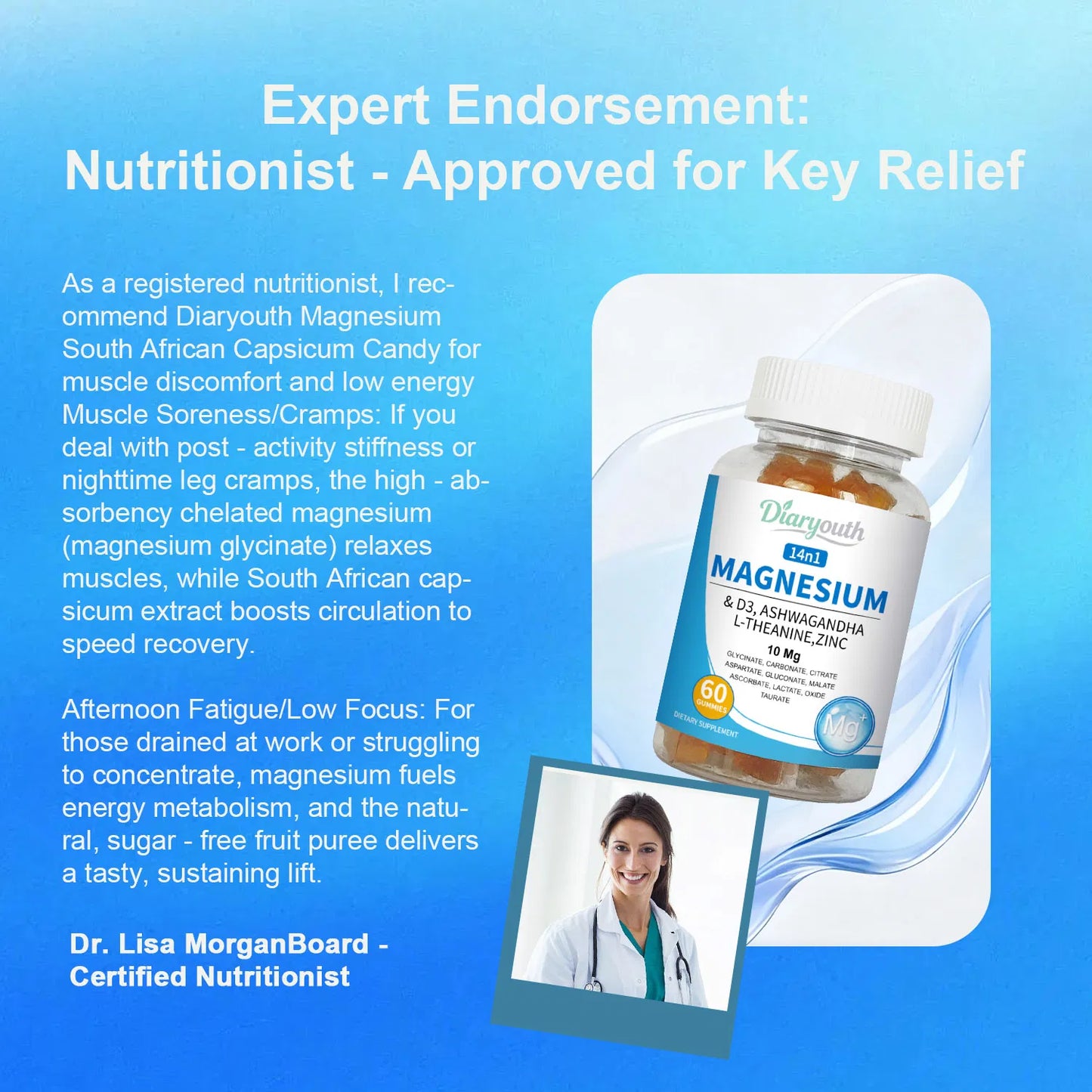 Magnesium & Ashwagandha-Gummibärchen - 60 Kapseln