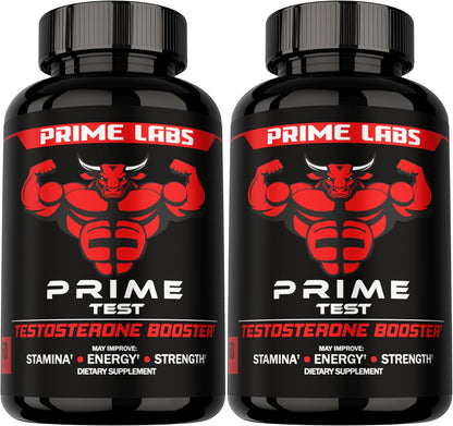 Prime Labs Testosterone Booster for Men, Supports Strength & Stamina | Prime Test Blend with Tongkat Ali, Saw Palmetto & Nettle Root, Made in USA, 60 Caplets