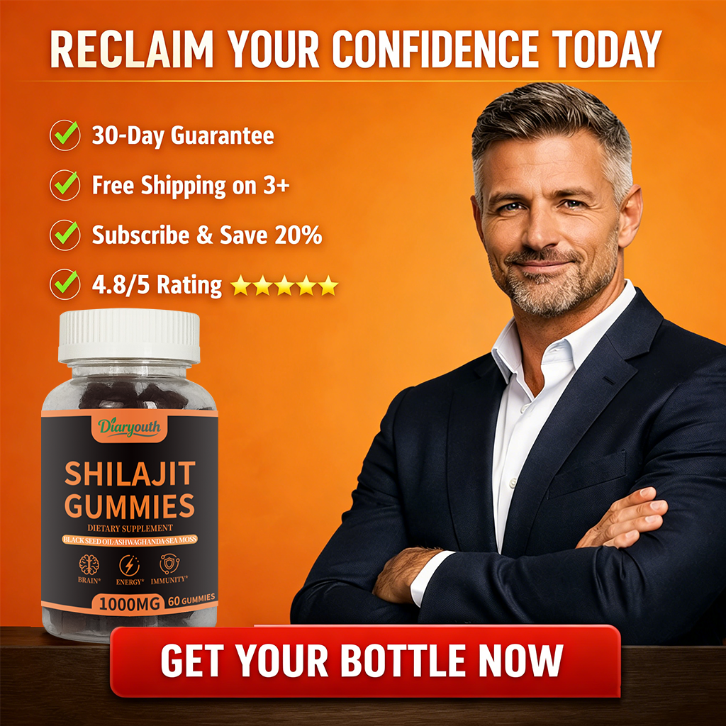 Diaryouth Pure Himalayan Shilajit Gummies for Men 40+ | Boost Testosterone, Vitality & Performance | 100% Organic, Non-GMO—60 Capsules