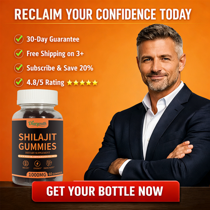 Diaryouth Pure Himalayan Shilajit Gummies for Men 40+ | Boost Testosterone, Vitality & Performance | 100% Organic, Non-GMO—60 Capsules