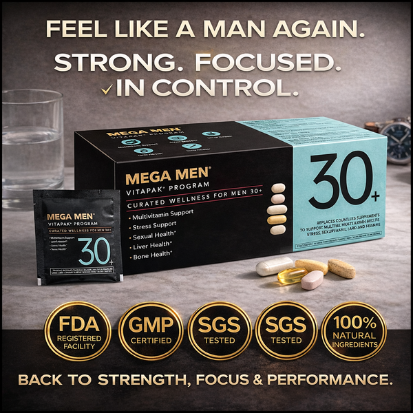 Daily bedroom nutrition packs designed specifically for men over 30